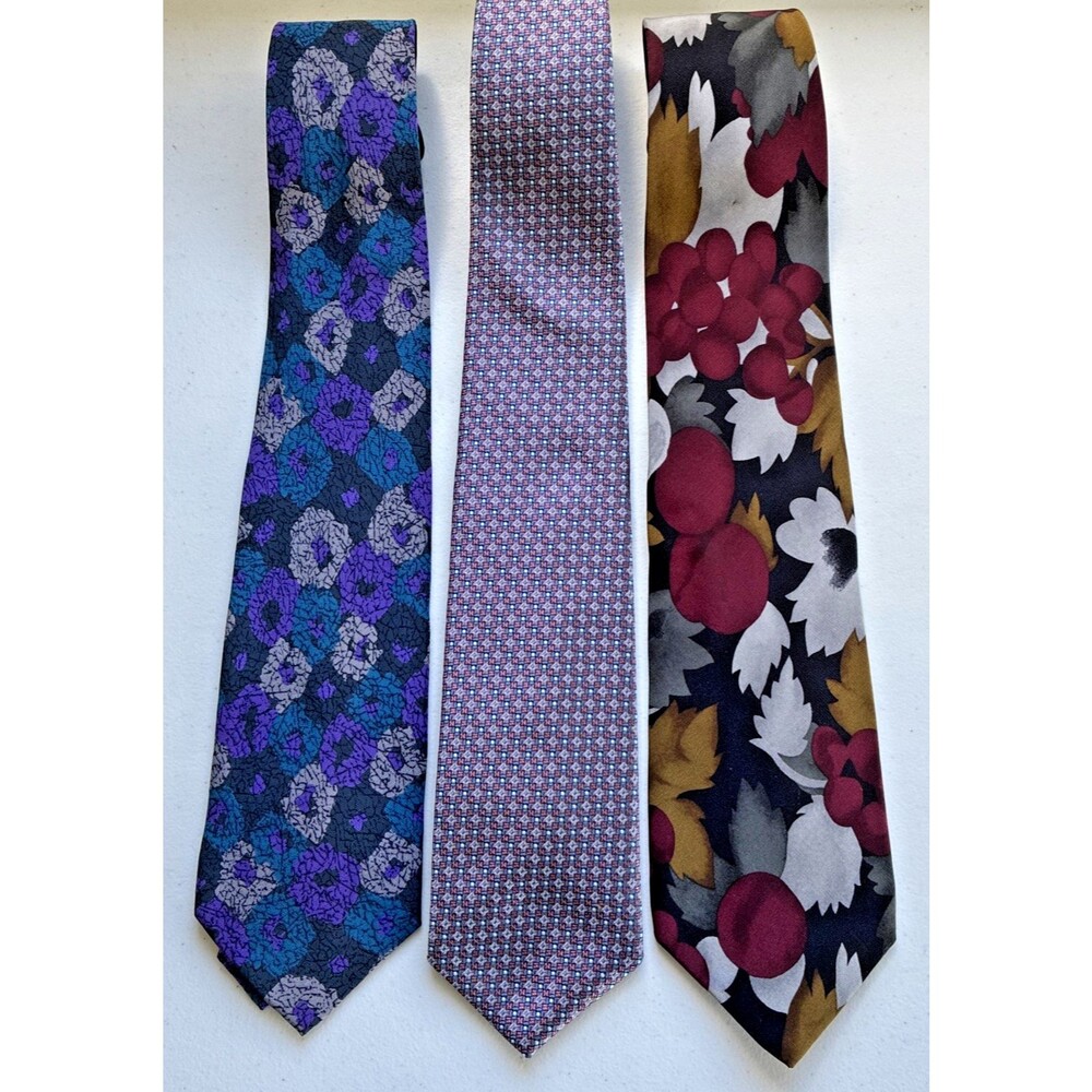 3-Tie Bundle • Bold Retro Paisley & Geometric Prints •  Silk Labels •